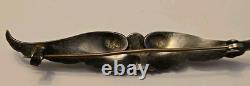 Art deco Sterling Silver Large Wing Brooch/ Pin With Cut Glass Center