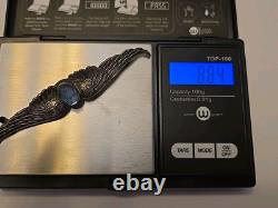 Art deco Sterling Silver Large Wing Brooch/ Pin With Cut Glass Center