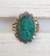 Art Deco Sterling Silver Scarab Ring Egyptian Chrysoprase Glass
