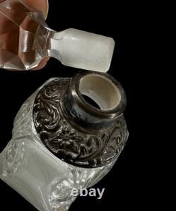 Arthur Willmore Pennington Sterling Silver Cut Glass Gothic Style Perfume Bottle