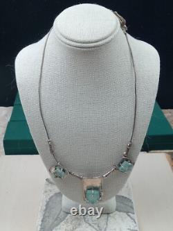 Artisan Hand Made Sterling Silver Necklace w. Prong Set Roman Glass 15 Lulu