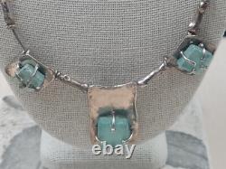 Artisan Hand Made Sterling Silver Necklace w. Prong Set Roman Glass 15 Lulu