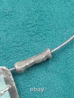 Artisan Hand Made Sterling Silver Necklace w. Prong Set Roman Glass 15 Lulu