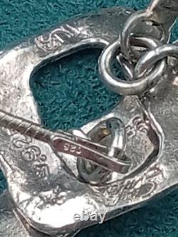 Artisan Hand Made Sterling Silver Necklace w. Prong Set Roman Glass 15 Lulu