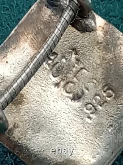 Artisan Hand Made Sterling Silver Necklace w. Prong Set Roman Glass 15 Lulu