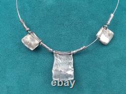 Artisan Hand Made Sterling Silver Necklace w. Prong Set Roman Glass 15 Lulu
