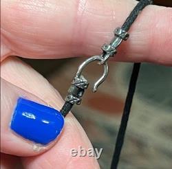 Artisan Lalique Style Opalescent Opaline Art Glass Sterling Silver Necklace