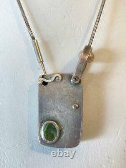 Artisan Sterling Silver & Bone Shadowbox Brutalist Modernist Necklace