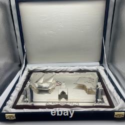Artwork Sterling Silver on Glass Map Outline of Kuwait