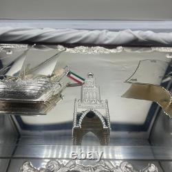 Artwork Sterling Silver on Glass Map Outline of Kuwait