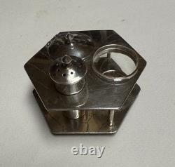 Asahi Shoten Condiment Holder, 950 Sterling Silver & Glass, 2 1/4 Tiny, Japan