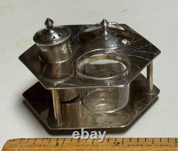 Asahi Shoten Condiment Holder, 950 Sterling Silver & Glass, 2 1/4 Tiny, Japan