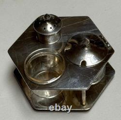 Asahi Shoten Condiment Holder, 950 Sterling Silver & Glass, 2 1/4 Tiny, Japan Asahi Shoten Condiment Holder, 950 Sterling Silver & Glass, 2 1/4 Tiny, Japan