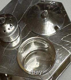 Asahi Shoten Condiment Holder, 950 Sterling Silver & Glass, 2 1/4 Tiny, Japan