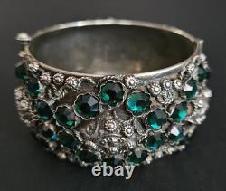 Ascoli Piceno Sterling Silver Handmade Hinged Pin Bracelet With Glass Stones