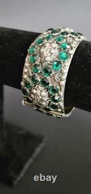 Ascoli Piceno Sterling Silver Handmade Hinged Pin Bracelet With Glass Stones