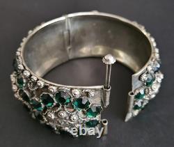 Ascoli Piceno Sterling Silver Handmade Hinged Pin Bracelet With Glass Stones