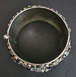 Ascoli Piceno Sterling Silver Handmade Hinged Pin Bracelet With Glass Stones