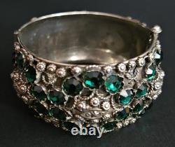 Ascoli Piceno Sterling Silver Handmade Hinged Pin Bracelet With Glass Stones