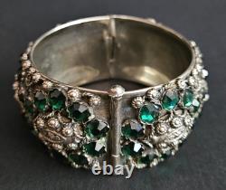 Ascoli Piceno Sterling Silver Handmade Hinged Pin Bracelet With Glass Stones