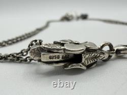 Auth Trollbeads Sterling Silver Charms Glass Beads Flower Clasp Necklace