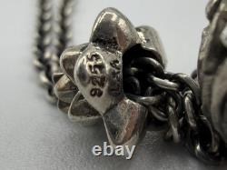 Auth Trollbeads Sterling Silver Charms Glass Beads Flower Clasp Necklace