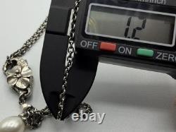 Auth Trollbeads Sterling Silver Charms Glass Beads Flower Clasp Necklace