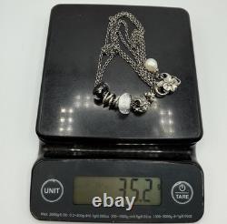 Auth Trollbeads Sterling Silver Charms Glass Beads Flower Clasp Necklace