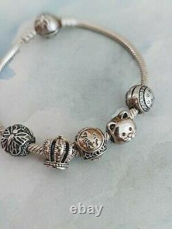 Authentic/Genuine Pandora Sterling Silver Bracelet with Charms/Beads
