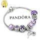 Authentic Pandora Charm Bracelet Silver Purple Love Heart With European Charms