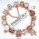 Authentic Pandora Charm Bracelet Silver With Rose Gold Love Heart European Beads