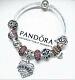 Authentic Pandora Silver Bangle Charm Bracelet With Purple Nurse European Charms