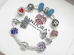 Authentic Pandora Silver Bracelet Nurse Rainbow Crystal Heart European Charms