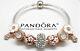 Authentic Pandora Silver Bracelet With Rose Gold Heart European Charms