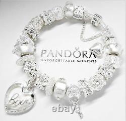 Authentic Pandora Silver Bracelet With White Valentine Love Story European Charm