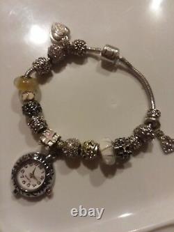 Authentic Persona BRACELET WithWRKING WATCH PANDORA Bead Charm with POUCH send size