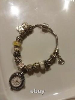 Authentic Persona BRACELET WithWRKING WATCH PANDORA Bead Charm with POUCH send size
