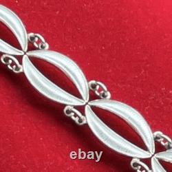 Authentic Volmer Bahner (VB) Sterling Silver & White Guilloché Leaf Bracelet