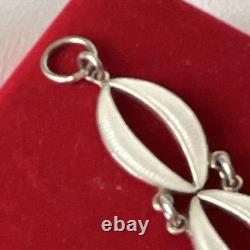 Authentic Volmer Bahner (VB) Sterling Silver & White Guilloché Leaf Bracelet