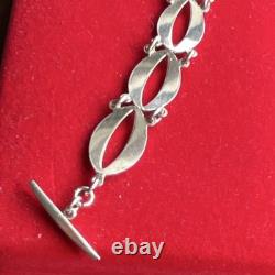 Authentic Volmer Bahner (VB) Sterling Silver & White Guilloché Leaf Bracelet