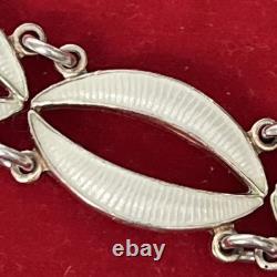 Authentic Volmer Bahner (VB) Sterling Silver & White Guilloché Leaf Bracelet
