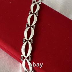 Authentic Volmer Bahner (VB) Sterling Silver & White Guilloché Leaf Bracelet