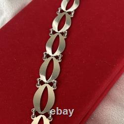 Authentic Volmer Bahner (VB) Sterling Silver & White Guilloché Leaf Bracelet