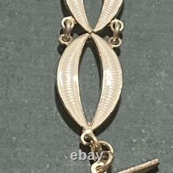 Authentic Volmer Bahner (VB) Sterling Silver & White Guilloché Leaf Bracelet