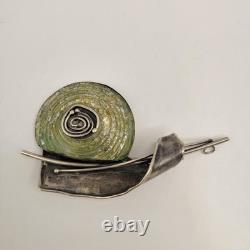 Avi Soffer Roman Glass Sterling Silver Brutalist Modernist Brooch Pendant