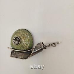 Avi Soffer Roman Glass Sterling Silver Brutalist Modernist Brooch Pendant