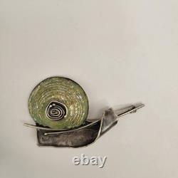 Avi Soffer Roman Glass Sterling Silver Brutalist Modernist Brooch Pendant