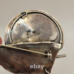 Avi Soffer Roman Glass Sterling Silver Brutalist Modernist Brooch Pendant