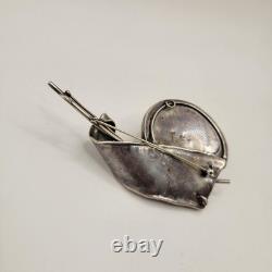 Avi Soffer Roman Glass Sterling Silver Brutalist Modernist Brooch Pendant