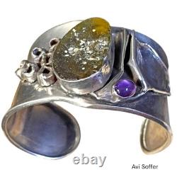 Avi Soffer Sterling Silver ancient Roman glass amethyst Bracelet